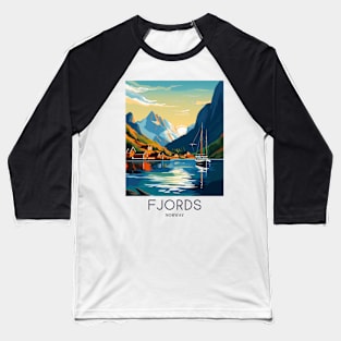 A Pop Art Travel Print of the Fjords - Norway Baseball T-Shirt